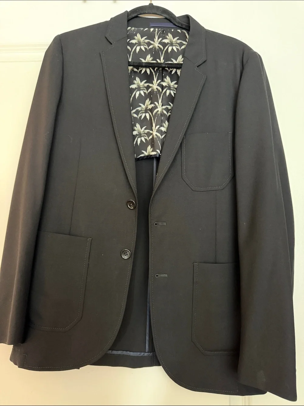 Paul Smith Black Blazer with Palm-Print Lining